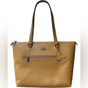 Coach Gallery Tote Handbag Crossgrain Leather Yellow/Tan